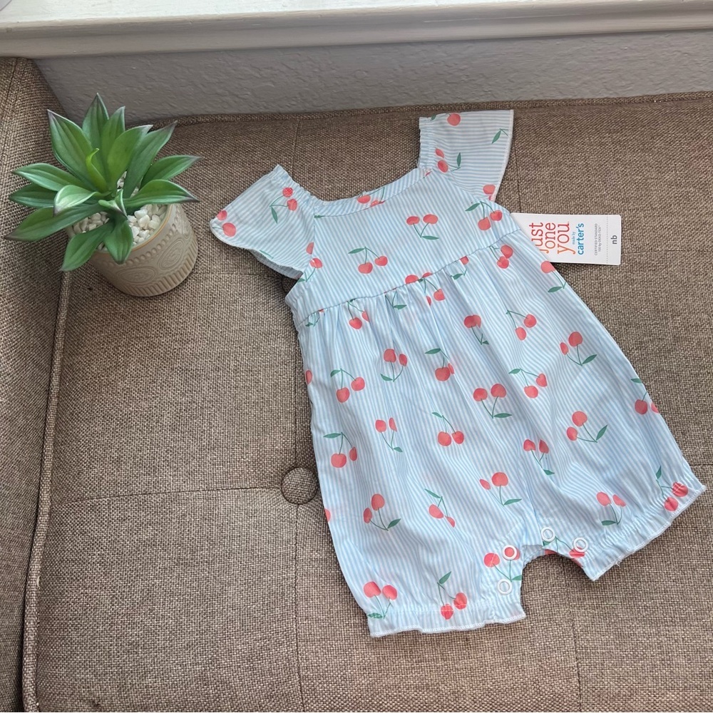 NWT Baby Girls Cherries Romper Just One You - Picture 5 of 10